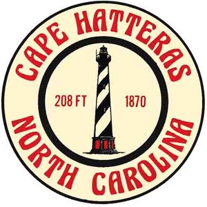 Vintage  1960&#39;s style Cape Hatteras NC North Carolina Outer Banks lighthouse retro  travel decal  sticker state map
