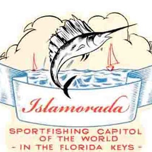 Vintage 1950 's stijl Islamorada Florida sleutels Sportfishing hoofdstad visserij retro reizen sticker sticker staat kaart