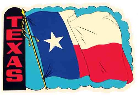 Vintage 1950's Style Texas Flag Dallas Houston Austin El Paso