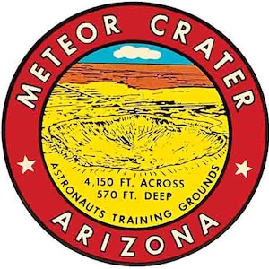 Vintage jaren 60-stijl Meteor Crater AZ Arizona Astronaut Training Grounds retro reissticker sticker staat kaart