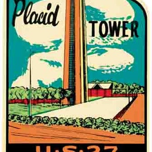 Vintage 1950's stijl Lake Placid FL Florida Tower retro reis sticker staatskaart