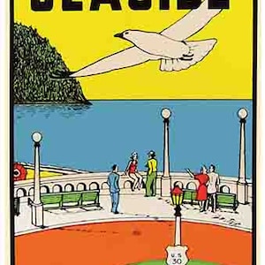 vintage années 1950 style Seaside OR Oregon rétro Voyage décalque autocollant carte de l'état