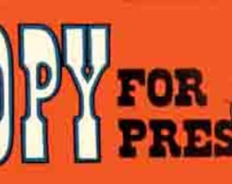 Vintage  Snoopy For President  political retro  travel decal bumper  sticker