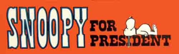 Vintage Snoopy for President Political Retro Travel Decal Bumper