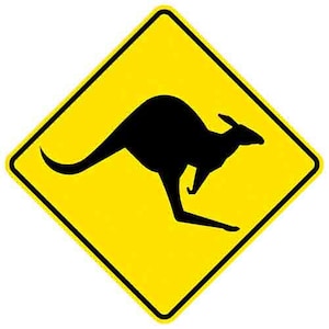 vintage années 1970 style Kangaroo Crossing Road Sign Sydney Australie Melbourne rétro voyage autocollant autocollant carte de l’état