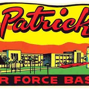 Vintage 50er Jahre Stil Patrick Air Force Base Militär Florida Cocoa Beach Retro Reise Aufkleber Aufkleber Zustand Karte