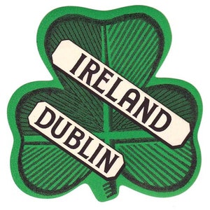 Vintage  1950&#39;s style  Dublin Ireland   retro  travel decal  sticker state map