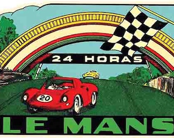 Etiqueta engomada retro de la etiqueta engomada del viaje de Le Mans de Francia de la carrera del coche de LeMans del estilo del vintage