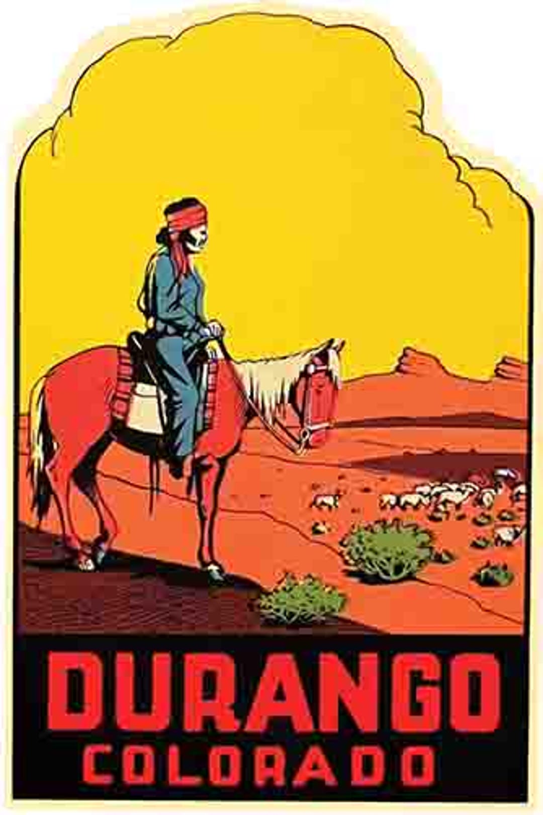 Vintage 1950's Style Durango CO Colorado Retro Travel Decal Sticker ...