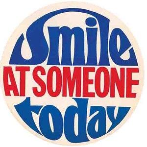 Style vintage des années 1970 Souriez à quelqu'un aujourd'hui ! Sticker voyage rétro carte d'état