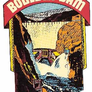 vintage 1950 style Boulder Dam NV Nevada Las Vegas rétro Voyage décalque autocollant carte de l'état autocollant