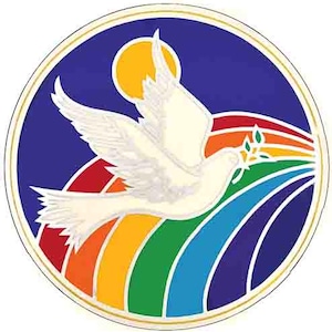 Vintage 1960er Jahre Regenbogen Friedenstaube Retro Reise Aufkleber Aufkleber Zustand Karte
