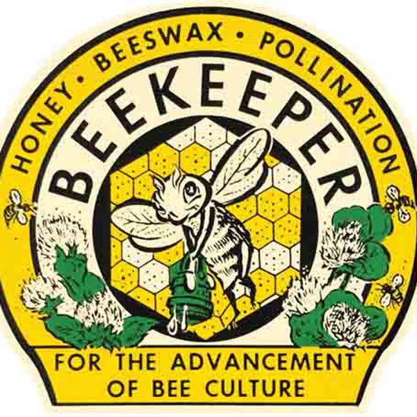 Vintage  1950's style  Beekeeper    retro  travel decal  sticker state map