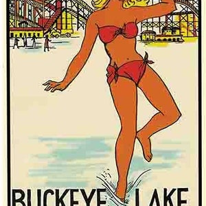 Vintage 50er Jahre Stil Buckeye Lake Ohio Put-In-Bay retro Reise Aufkleber Aufkleber Zustand Karte