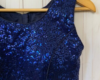 dark blue sequin top