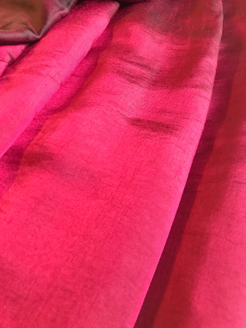 Reversible Soft Satin Plain Party Saree In Burgundy Maroon and Dark maroon