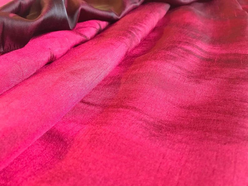 Reversible Soft Satin Plain Party Saree In Burgundy Maroon and Dark maroon