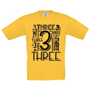 Birthday T-Shirt, 3rd Birthday, Kids, 3 Years, Word and Number, Birthday Gift, Girl, Boy