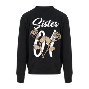 Sweatshirt, Sister 01, back print, roses, two roses, sweater, print on the back, siblings, sister sweater, gift idea for sisters