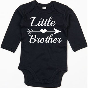 Baby bodysuit long sleeve with print, Little Brother, arrow and heart, gift idea, gift tip, organic cotton, design 2