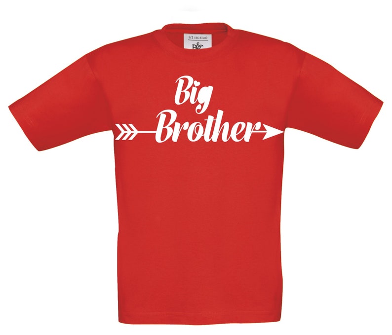 Kinder T-Shirt mit Aufdruck, großer Bruder, Druck auf englisch, Geschenktipp, Geschenkidee, Design 1 Red (Rot)