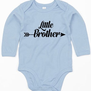 Baby bodysuit long sleeve with print, Little Brother, arrow and heart, gift idea, gift tip, organic cotton, design 1