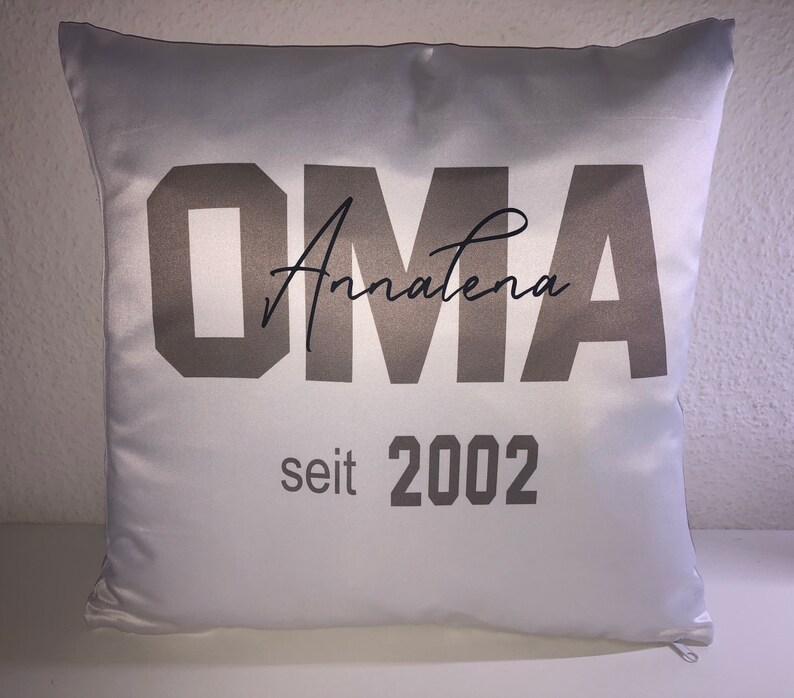 year of birth with print grandma since year of year personalized pillowcase 40 x 40 cm pillow white children/'s name on granny satined