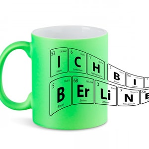 Mug in neon green, with print, I am a Berliner, great gift idea, ceramic mug, for all Berliners, ideal for birthdays and other occasions
