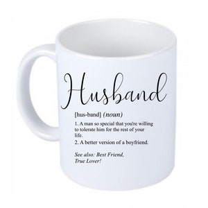 Mug printed with husband definition, coffee mug, gift tip, gift idea for all celebrations, birthdays, Christmas and others