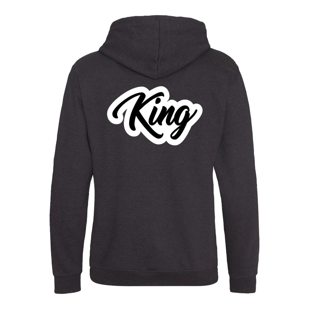Hoodie King Queen, Black, White, Back Print, XS-3XL
