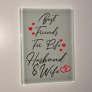 Magnet, ceramic, glass, best friends for life, husband and wife, fits perfectly in the kitchen, magnetic wall, classy, gift idea, with print