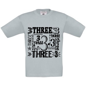 Birthday T-Shirt, 3rd Birthday, Kids, 3 Years, Word and Number, Birthday Gift, Girl, Boy