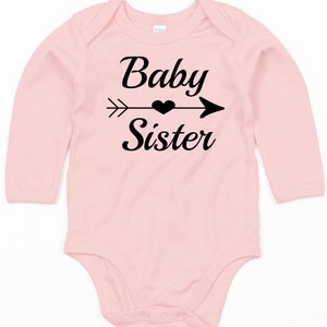 Baby bodysuit long sleeve with print, Baby Sister, arrow and heart, gift idea, gift tip, organic cotton, design 2