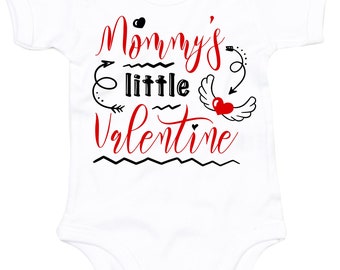 Babybody, weiß, Mommys little Valentine, verschiedene Größen, Valentinstag, Geschenkidee, Herz und Flügel