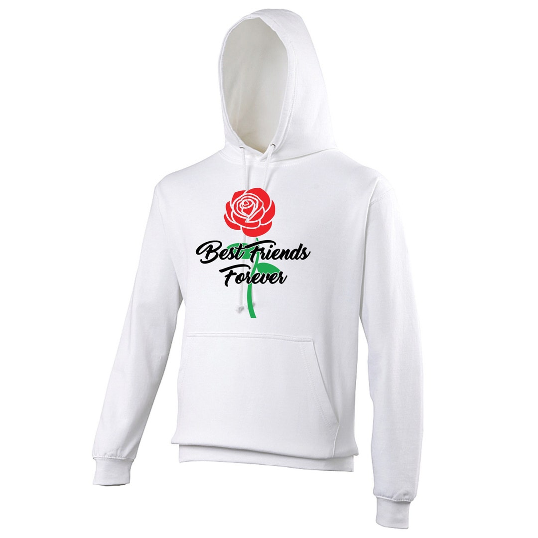 Hoodie, Best Friends Forever, Rose, Green, Red, Gift Idea, Front Print