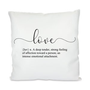 Pillowcase, pillow with print, love definition, white, satin, 40 x 40 cm, gift idea for all holidays