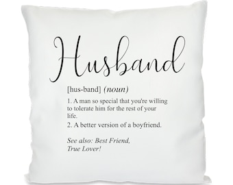 pillowcase, pillow with print, husband definition, white, satin, 40 x 40 cm, gift tip for all celebrations