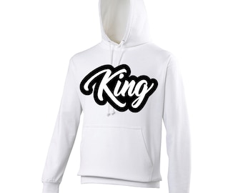 Hoodie, King and Queen, Print, Front, Black, White, XS-3XL