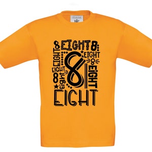Birthday T-Shirt, 8th Birthday, Children, 8 Years, Word and Number, Birthday Gift, Girl, Boy