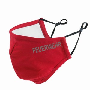 Masker, brandweer reflectieprint, zwart, rood, mondneusafdekking,
