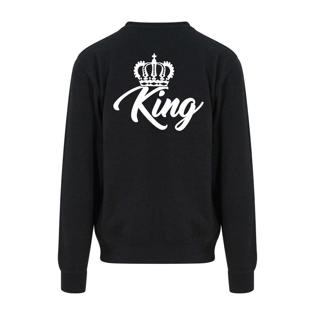 Buy Sweatshirt, Black, White, King, Queen, Crown, Print, Back