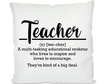 Pillowcase, cushion with print, teacher definition, white, satin, 40 x 40 cm, gift tip for all celebrations, design 1