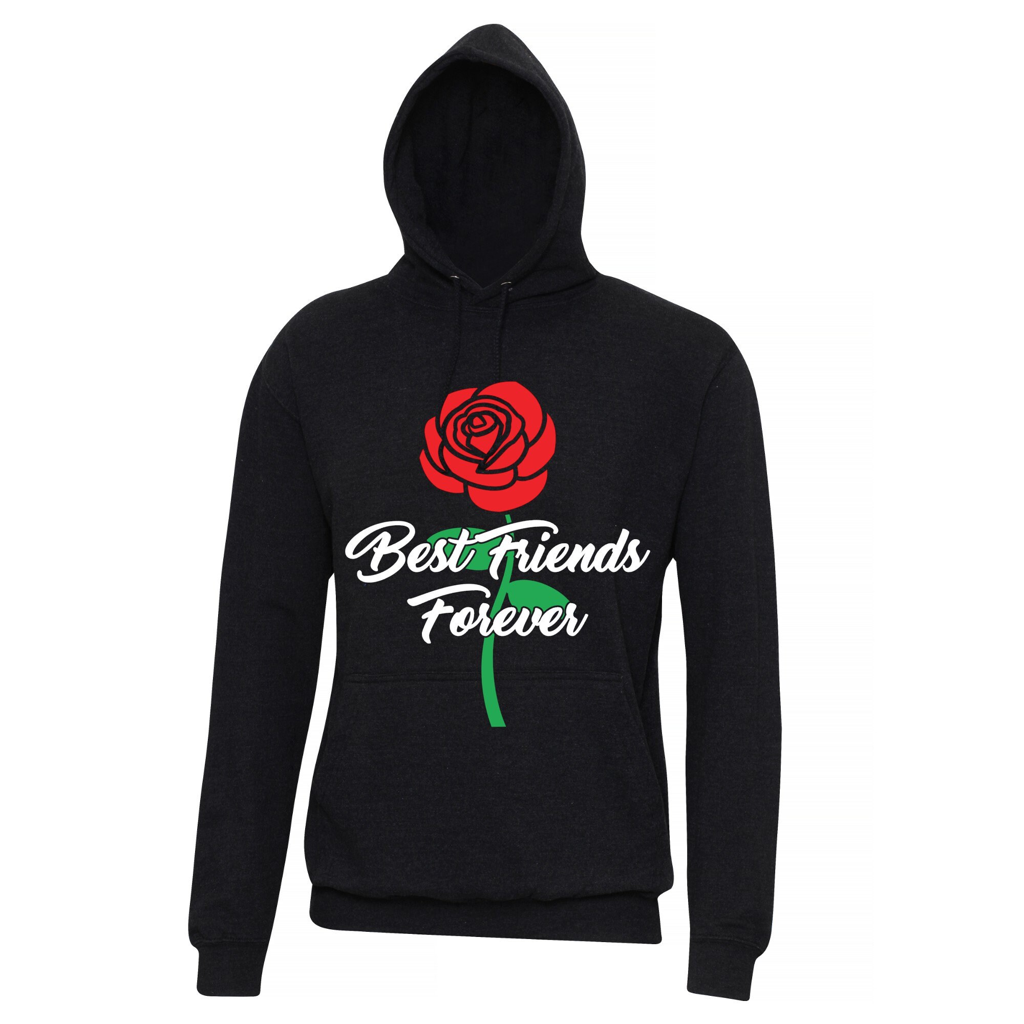 Hoodie, Best Friends Forever, Rose, Green, Red, Gift Idea, Front Print