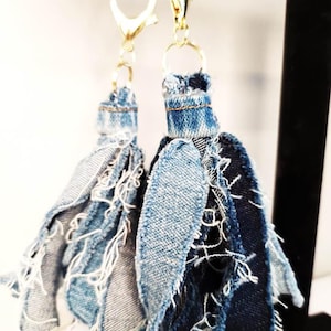 Denim Keychain Tassel