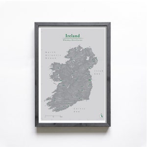 Irish Whiskey Distillery Karte: Grau & Grün