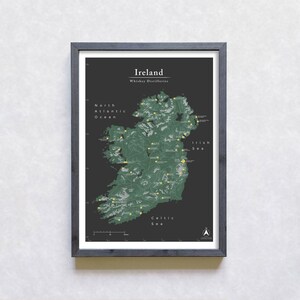 Mapa de destilería de whisky de Irlanda (impresión sin marco)