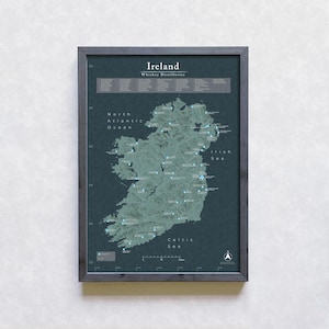 Whisky Destillerie Karte von Irland (nicht gerahmter Druck)