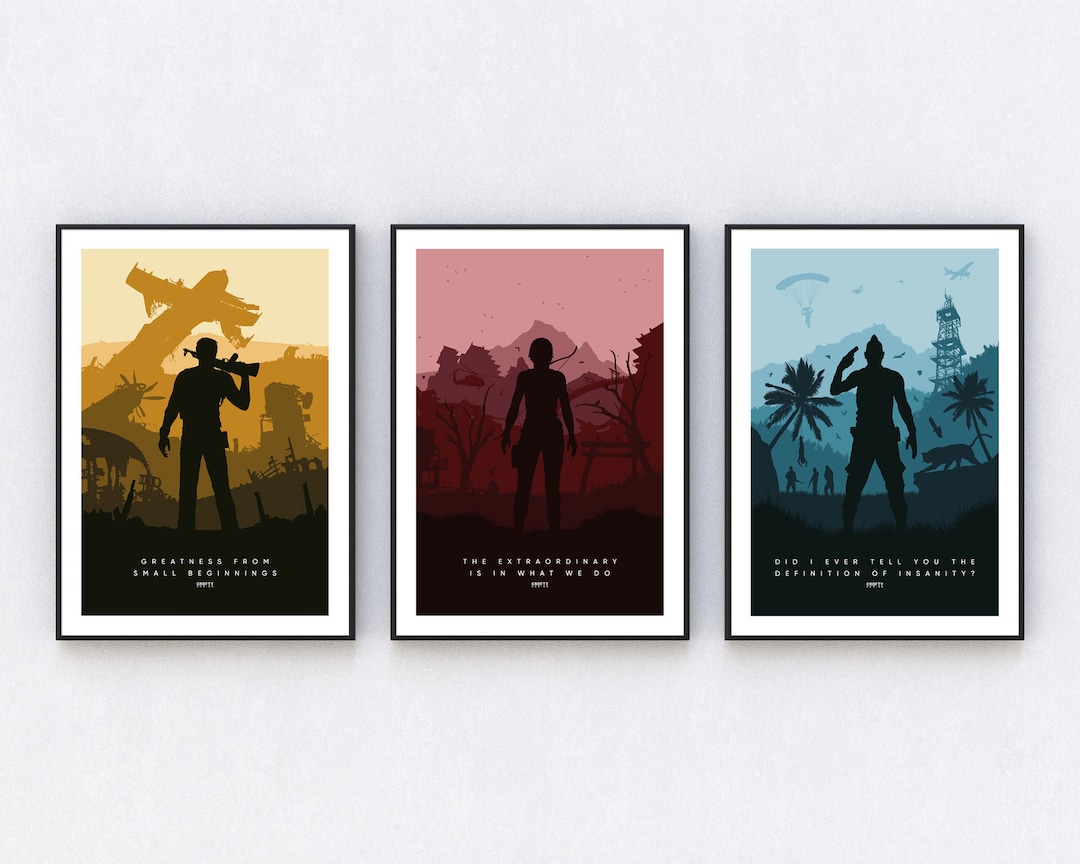 Video Game Art Set of 3 Wall Art, Digital Poster Print, Minimalist