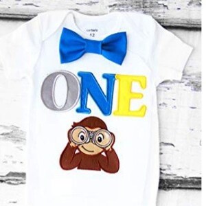 Baby boy first outfit - curious monkey, explorer monkey, embroidered (matching family shirts are available) Applique