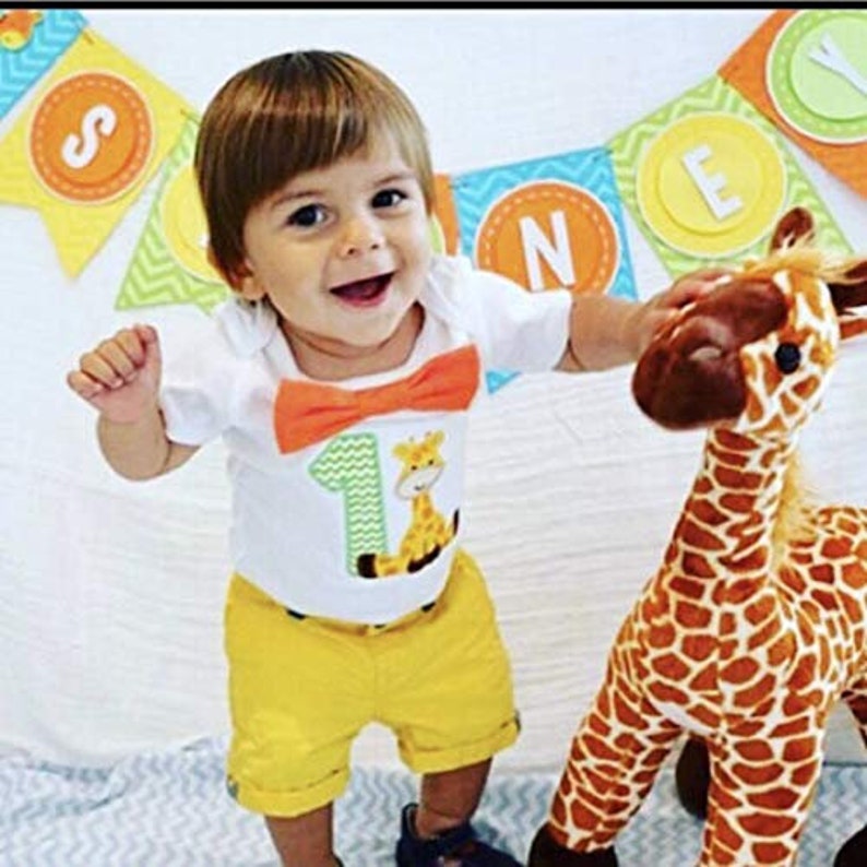 Baby Boy First Birthday Outfit Giraffe Zoo Jungle Safari Etsy